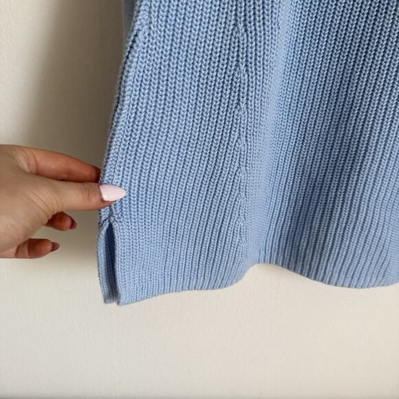 Lands’ End Pastel Blue Cotton Cowl Neck Sweater XL Longline Tunic Raglan Cozy - Picture 6 of 12